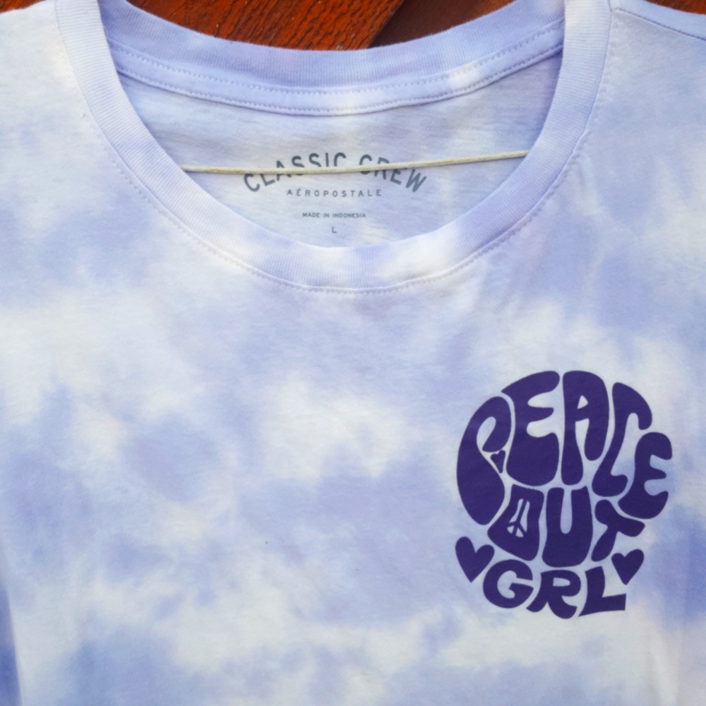NWT Aeropostale Classic Crew purple Tie Dye Cotton T Shirt